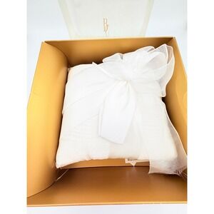 Beverly Clark Collection Ivory Wedding Ring Bearer Pillow with Organza Bow Boxed
